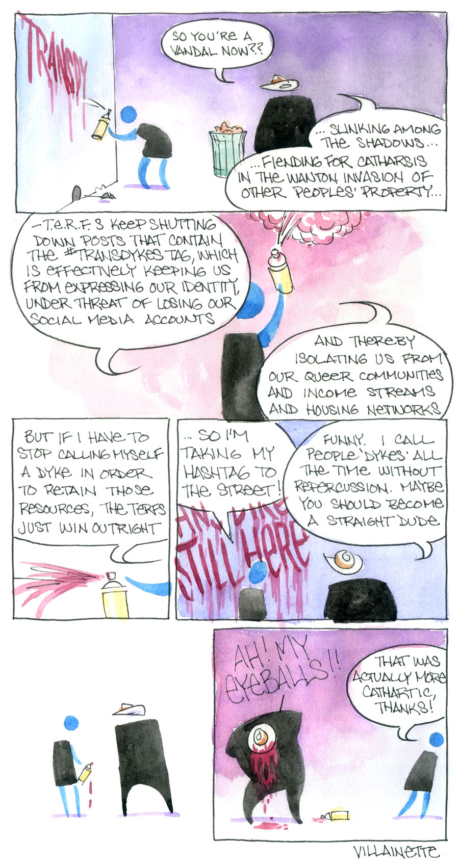 a geniusly witty comic about gender, rendered in virtuosic watercolor, but lacking an image description a geniusly witty comic about gender, rendered in virtuosic watercolor, but lacking an image description