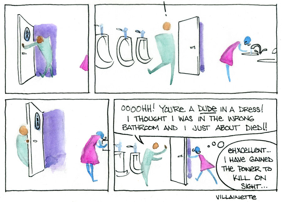 a geniusly witty comic about gender, rendered in virtuosic watercolor, but lacking an image description a geniusly witty comic about gender, rendered in virtuosic watercolor, but lacking an image description